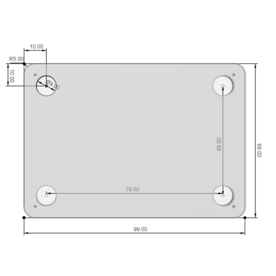 Blacha montażowa 100x70x4mm (surowa)